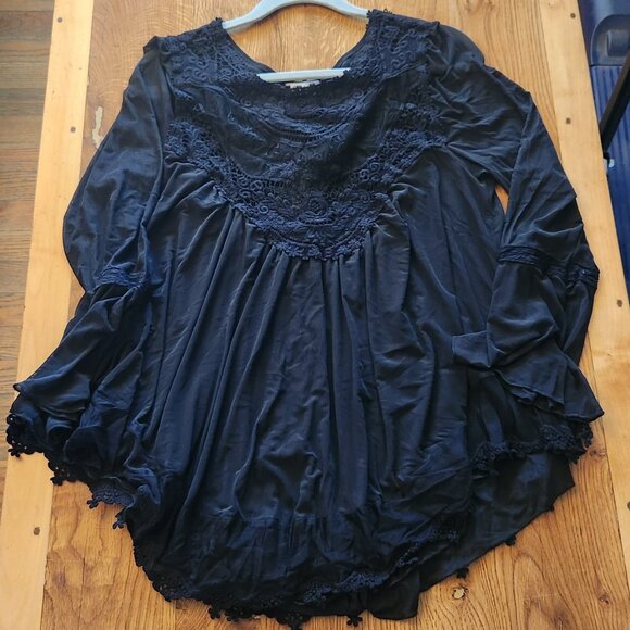 Ultra Pink Tops - New Whimsigoth Festival Bell sleeve  Lace Top